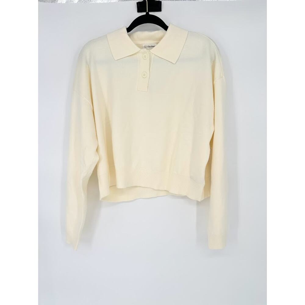 The Drop Joan Polo Sweater Ivory Size XL Preppy Classic Neutral Minimalist